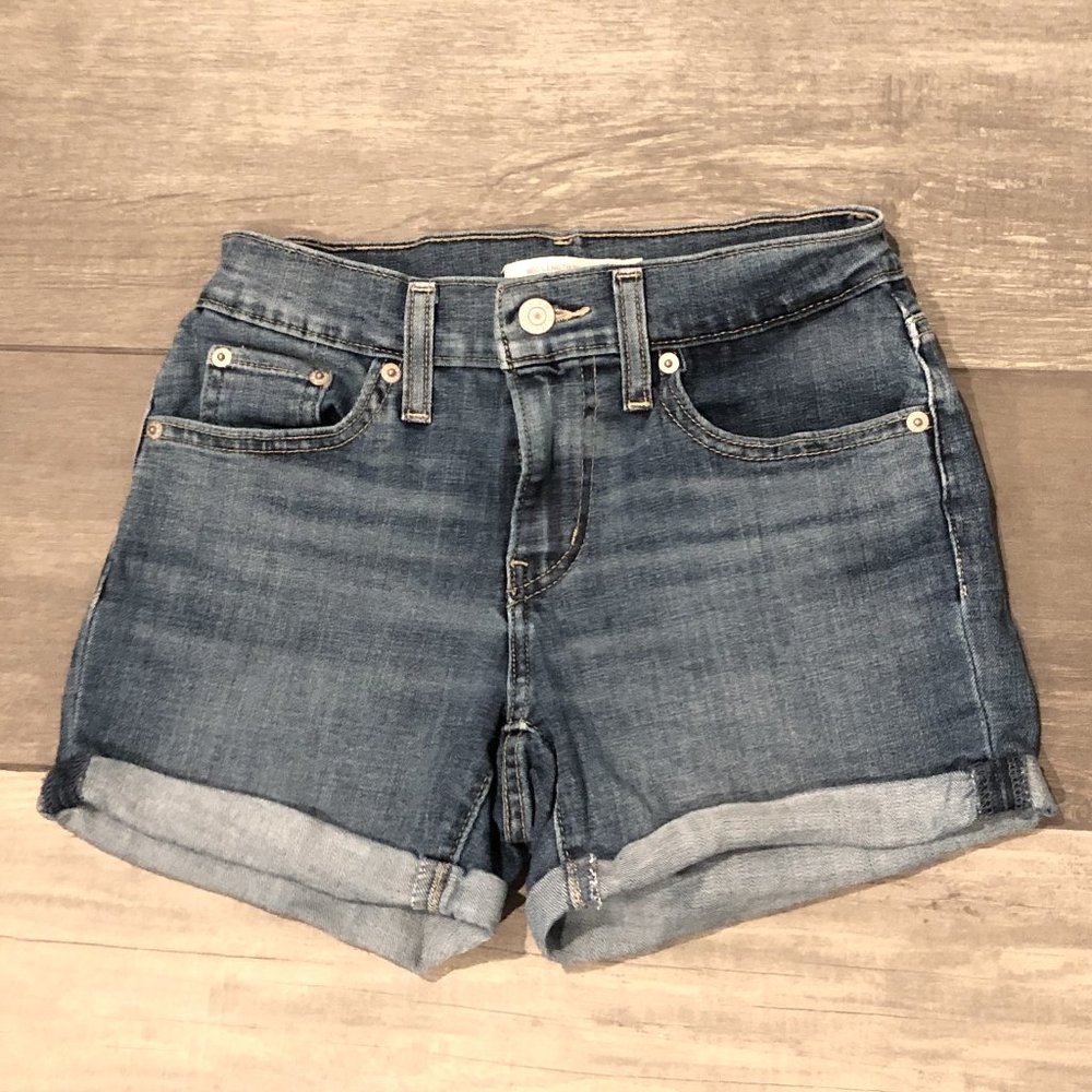 Levi's mid length jean shorts